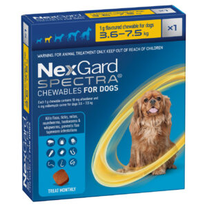 NexGard Spectra Sml(3.6-7.5kg)Sgl 1' Yellow