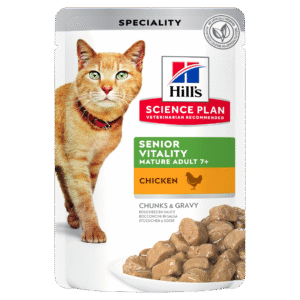 HILL'S SCIENCE PLAN Adult 7+ Senior Vitality Wet Cat Food Chicken &  Flavour - 12x 85g pouches